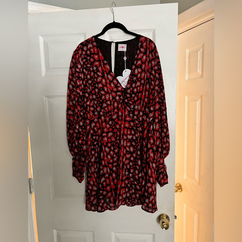 NWT BuddyLove Parker V-Neck Skater Dress - Cherry Bomb